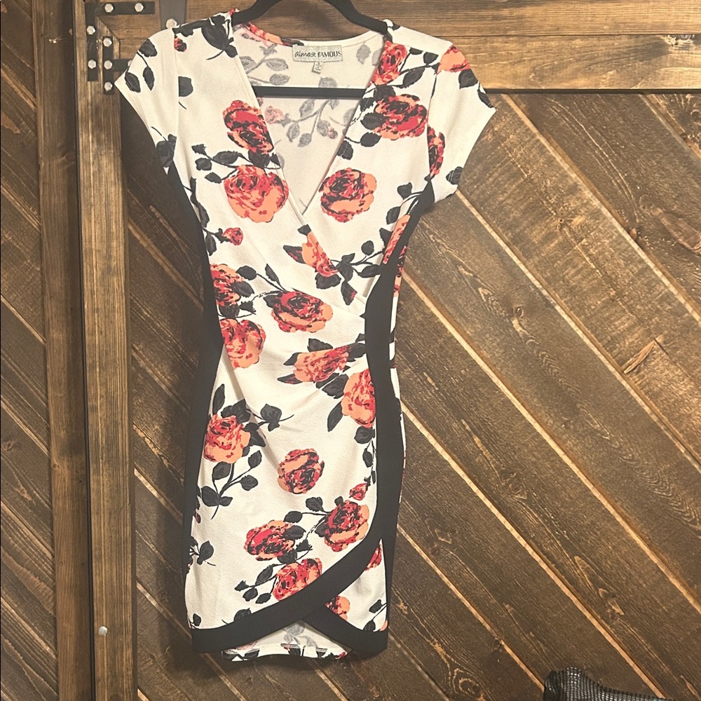 Almost Famous Floral Mini Dress - White and Red